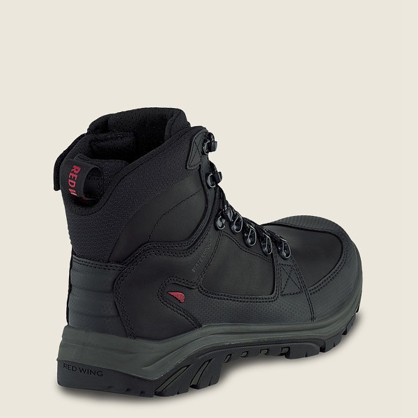 Red Wing Safety Boots Trades - 6-inch Side-zip Waterproof Csa Toe - Black - Mens EBQ472385